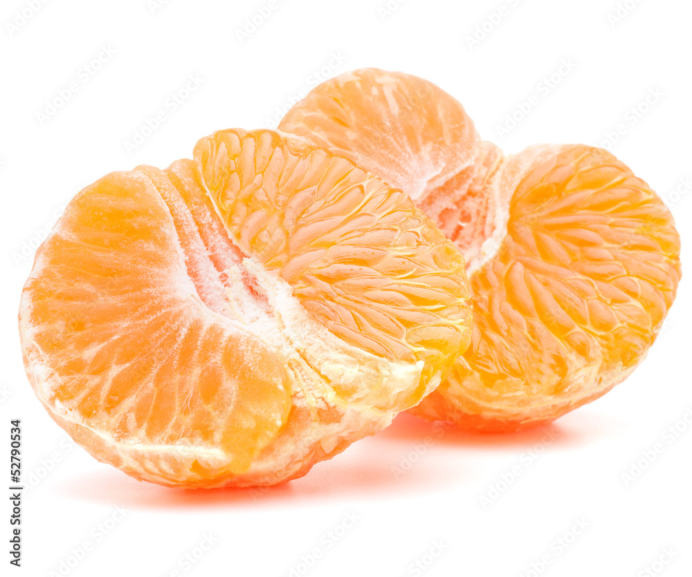 Peeled tangerine or mandarin fruit half