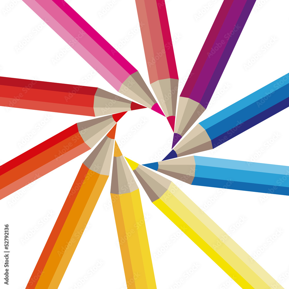 Farbige Buntstifte Bunt Malen zeichnen Kreis schräg Stock Vector | Adobe  Stock