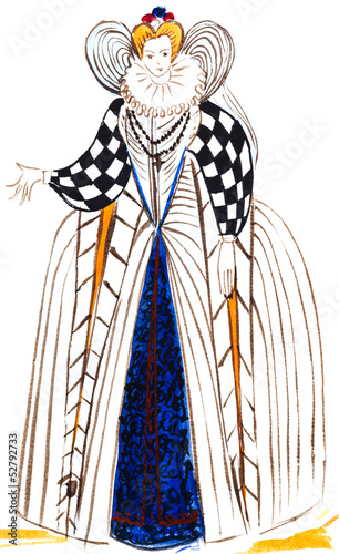 Schilderij op canvas emale French nobility dress