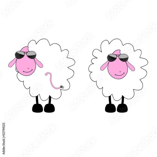 sheep cartoon with sunglass vector illustration
