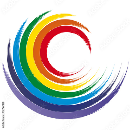 Regenbogen, Regenbogenfarben Wirbel - Welle in Chakra Farben, Logo für Esoterik, Yoga, Achtsamkeit, Meditation, Heilung, Zufriedenheit finden, in sich ruhen, Gelassenheit ausstrahlen, vektor, isoliert