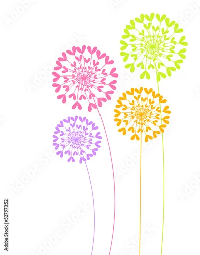 Naklejka na ścianę Kolorowe kwiaty mniszka lekarskiego