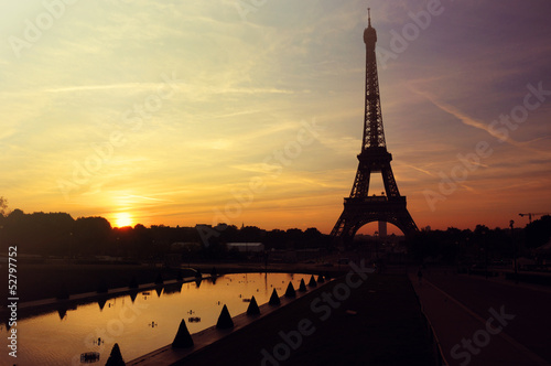 Sunrise in Paris Eiffel Tower
