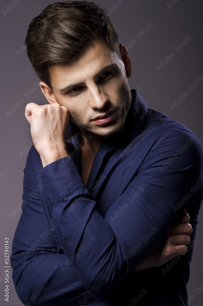 Portrait of handsome stylish man in elegant shirt Portrait of handsome stylish man in elegant shirt