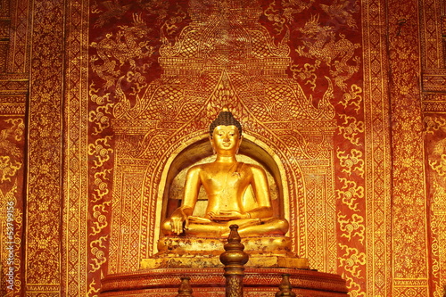 Buddha statue in church,Wat Pra Singh,Chiang-Mai,Thailand