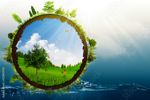 Fototapeta Naklejka Na Ścianę i Meble -  Green World, abstract environmental backgrounds
