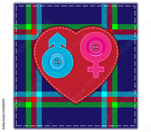 Hardwired heart of the texture with marks of men and women