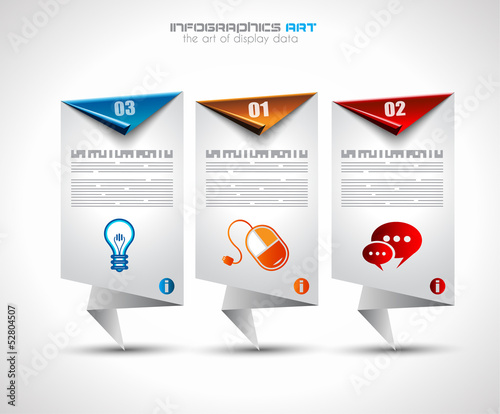 Infographic design template with paper tags.