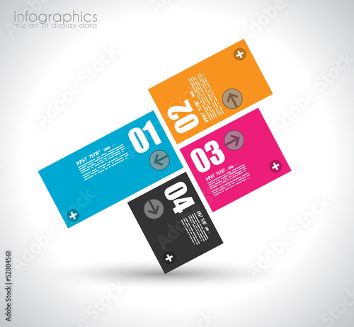 Infographic design template with paper tags.