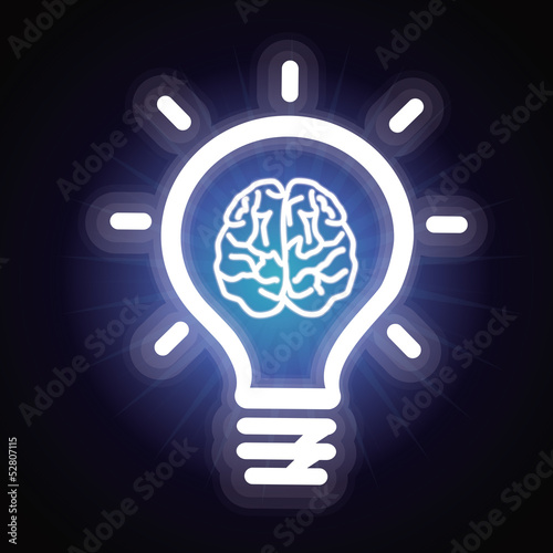 Vector light bulb and brain icon