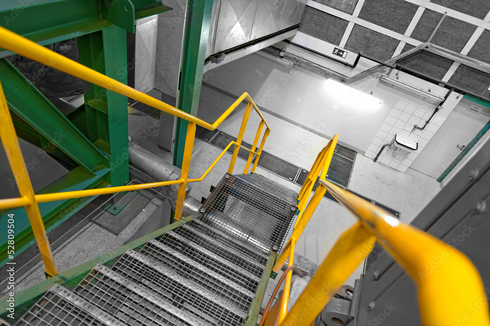 Industrial Interior with large staircase Industrial Interior with large staircase