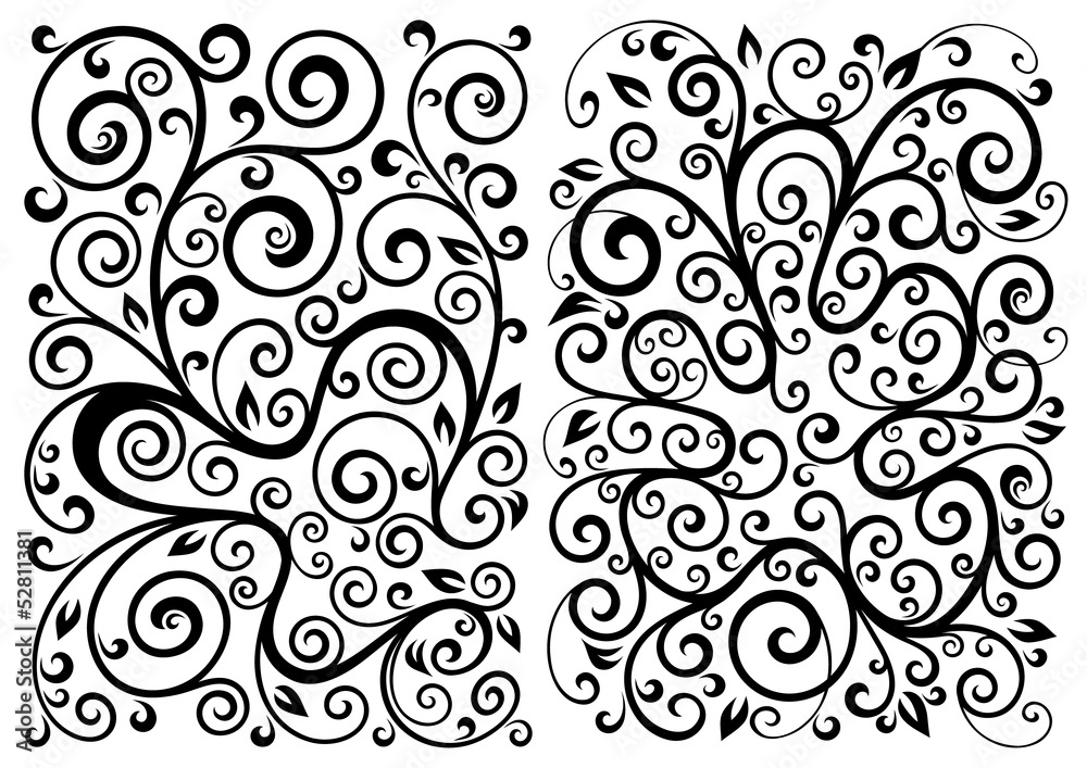 Set of two vector floral illustrations Set of two vector floral illustrations