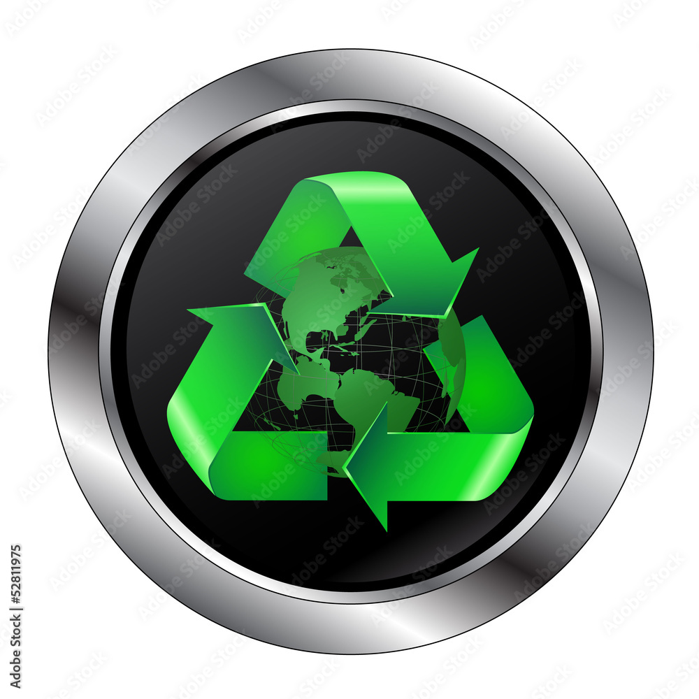 Recycle Button With Arrows Wrapped Around The Earth Recycle Button With Arrows Wrapped Around The Earth