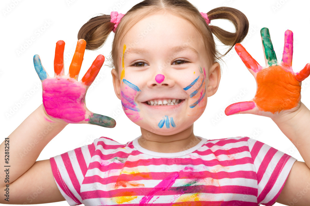 Portrait of a cute girl playing with paints Portrait of a cute girl playing with paints