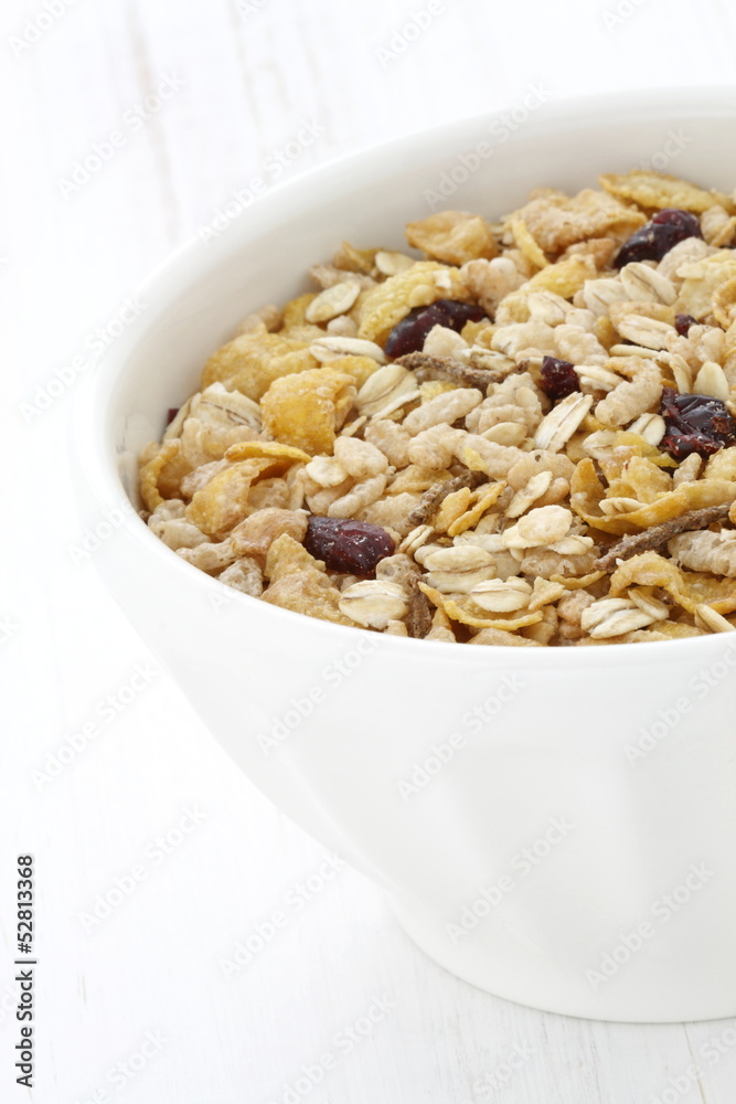 Delicious and healthy muesli cereal Delicious and healthy muesli cereal