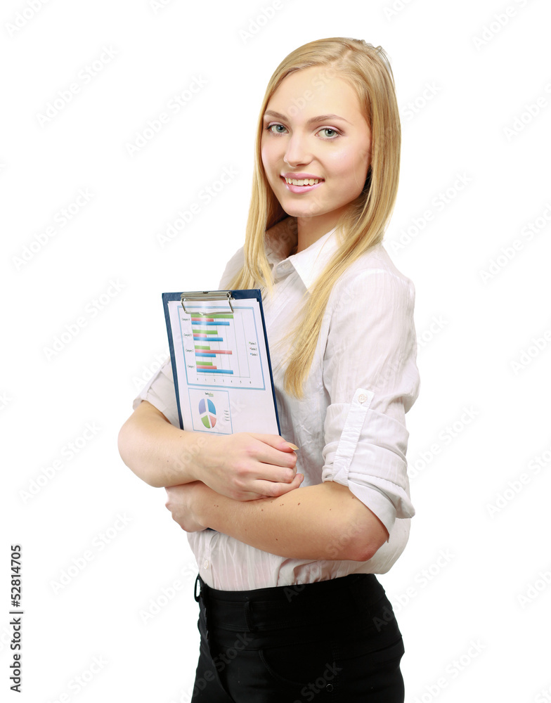 Portrait of the business woman with folder Portrait of the business woman with folder