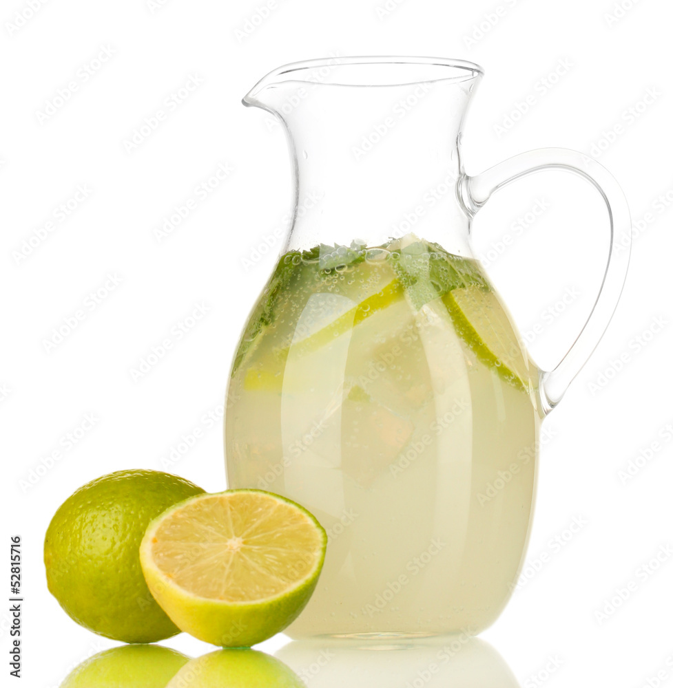 Lemonade in pitcher isolated on white Lemonade in pitcher isolated on white