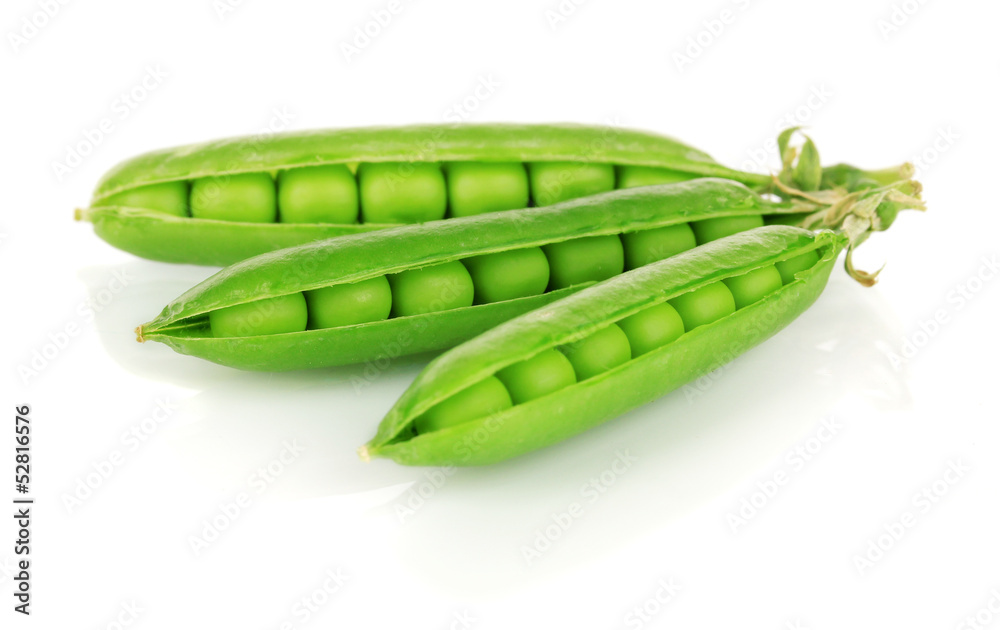Sweet green peas isolated on white Sweet green peas isolated on white