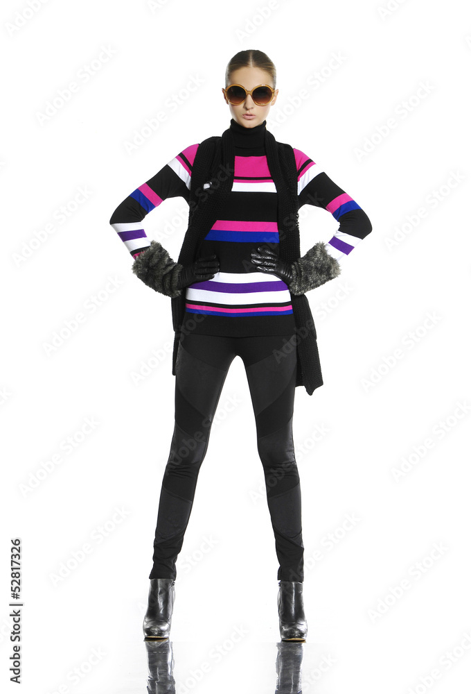 fashion woman in sunglasses with gloves posing fashion woman in sunglasses with gloves posing