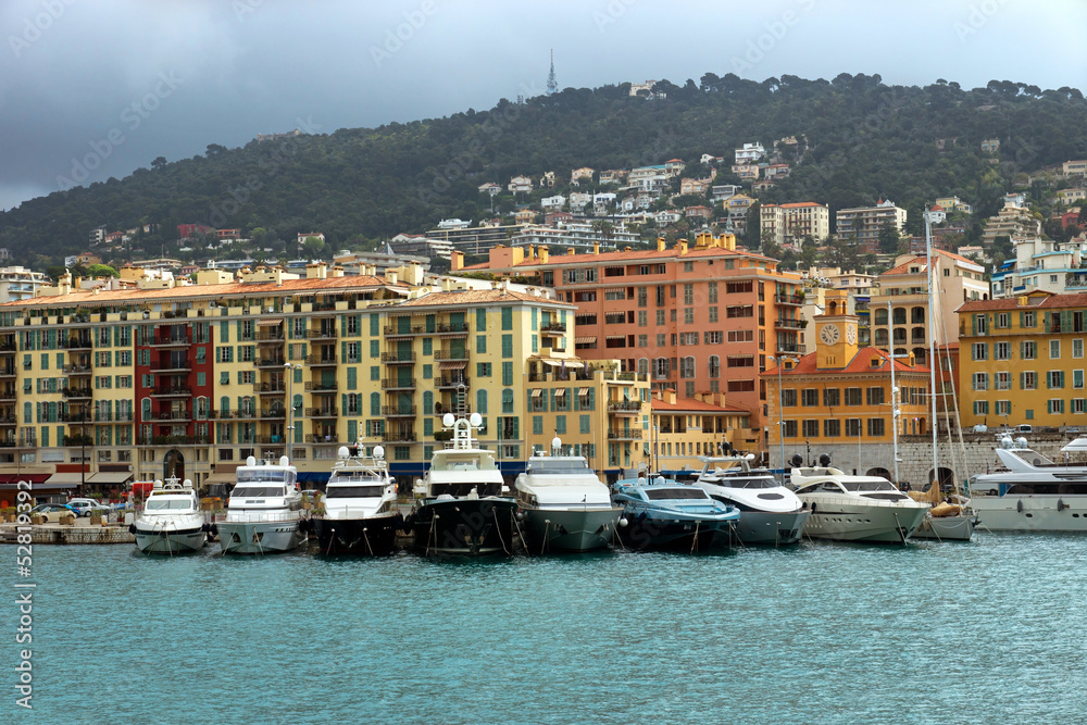 The harbour and port of Nice, France.