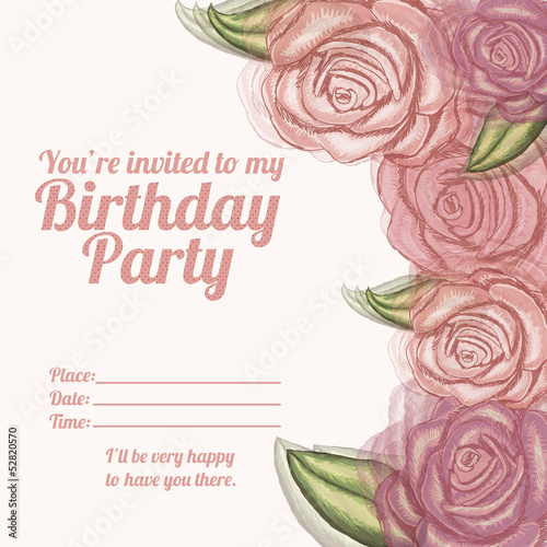 roses  invitation birthday photo