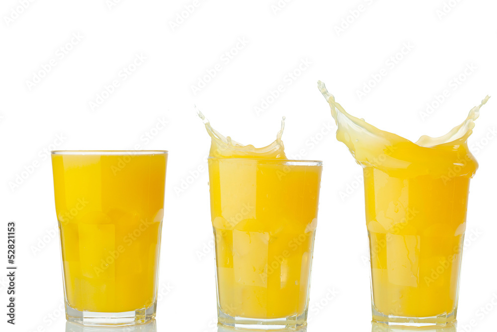 orange juice splash collection on a white orange juice splash collection on a white