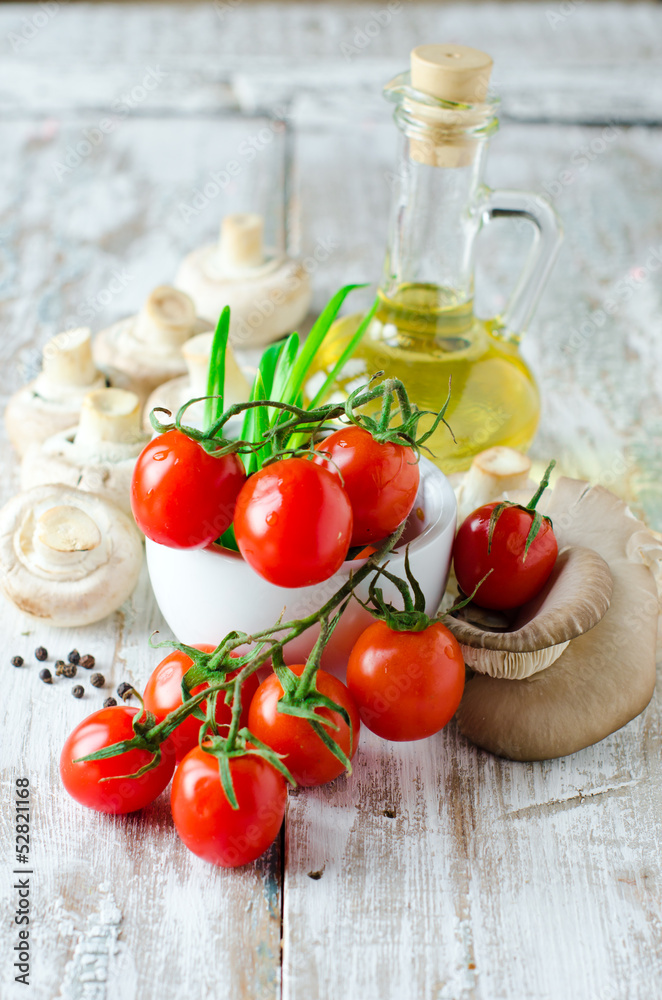 Fresh tomatoes with mushrooms and spices Fresh tomatoes with mushrooms and spices
