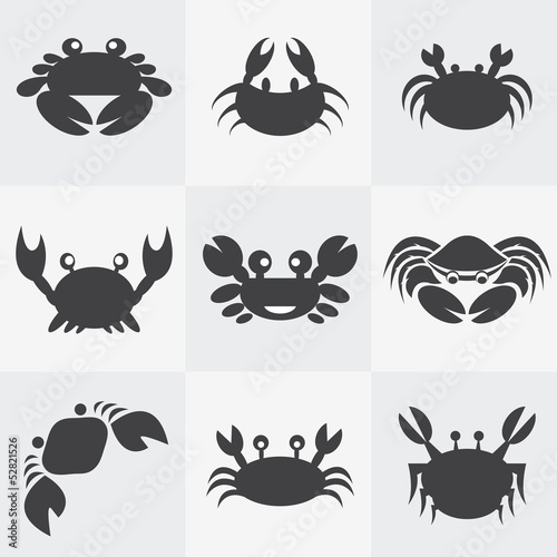 Set of vector crab icons