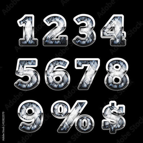 Silver and diamond digits set - eps10