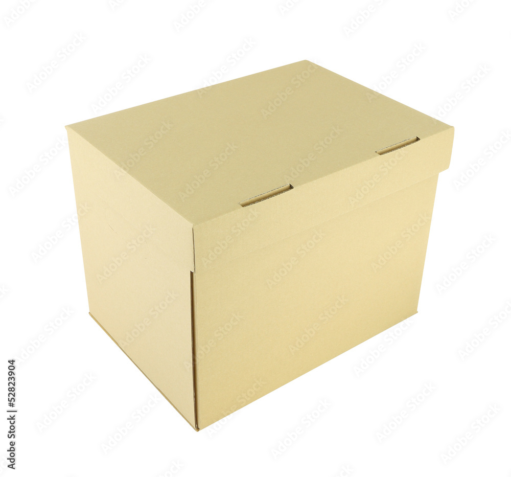 Upper side cardboard paper box on white background. Upper side cardboard paper box on white background.
