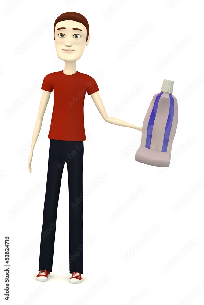 3d render of cartoon character with toothpaste 3d render of cartoon character with toothpaste