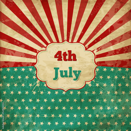 Vintage template for 4th of July with stars and lines