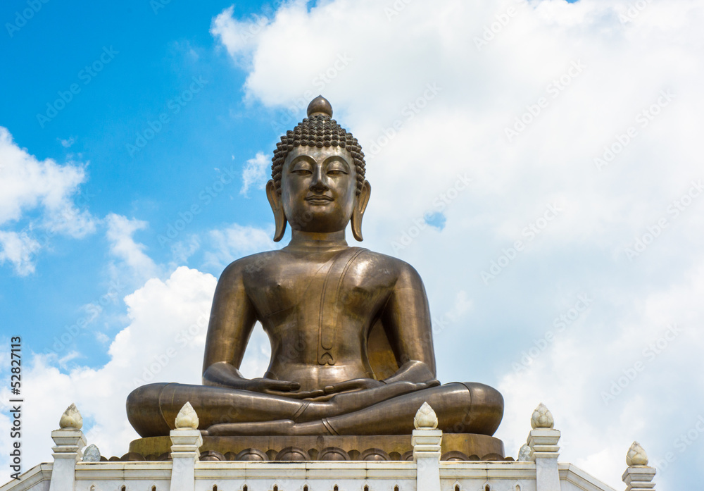 gold Buddha statue of thailand on sky gold Buddha statue of thailand on sky