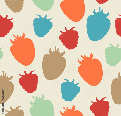 Seamless berries pattern. Childish floral texture