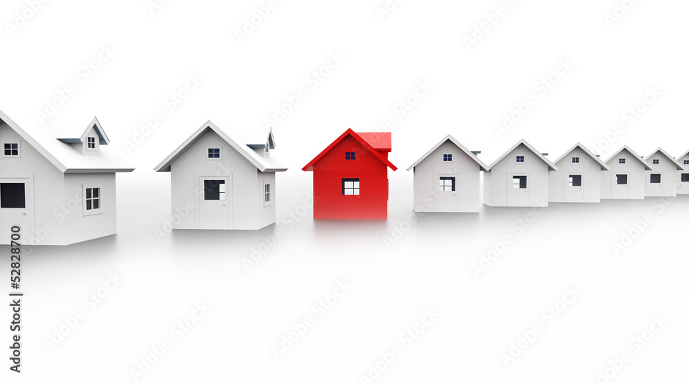 Houses concept one is red Houses concept one is red
