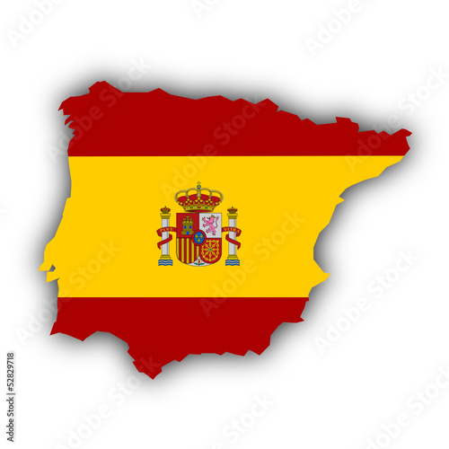 Carte et drapeau de l'Espagne