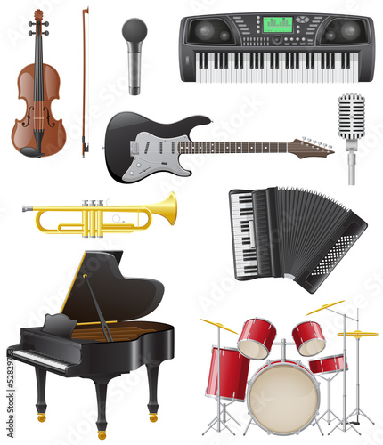 set icons of musical instruments vector illustration
