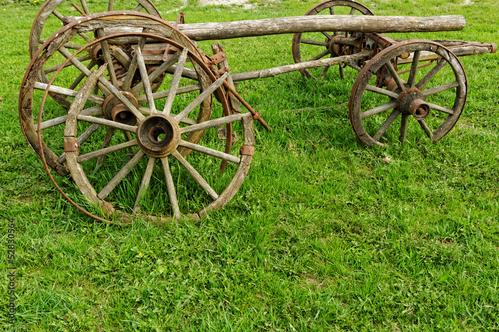 old wooden wheel spokes,