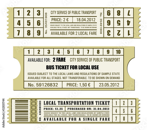 Bus ticket set