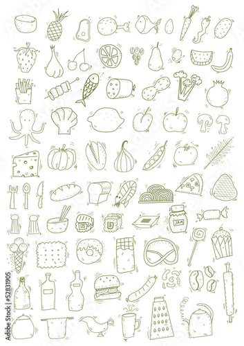 Set of food objects
