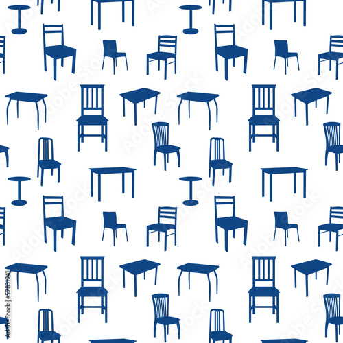 Seamless chairs and tables pattern