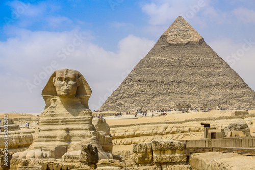 Sphinx and the Great Pyramid in the Egypt #52832583