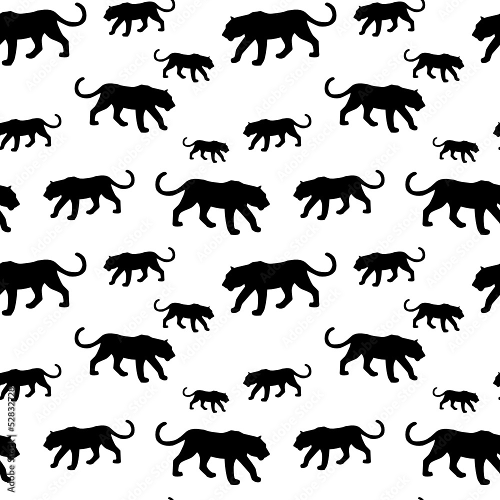 Obraz premium Tiger silhouette seamless pattern
