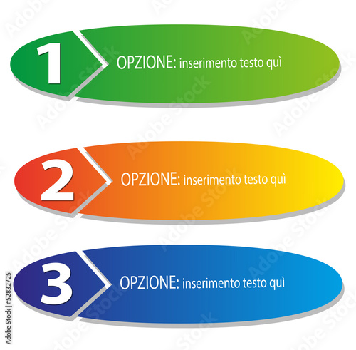 illustrazione vettoriale: 3 step numerati in diversi colori