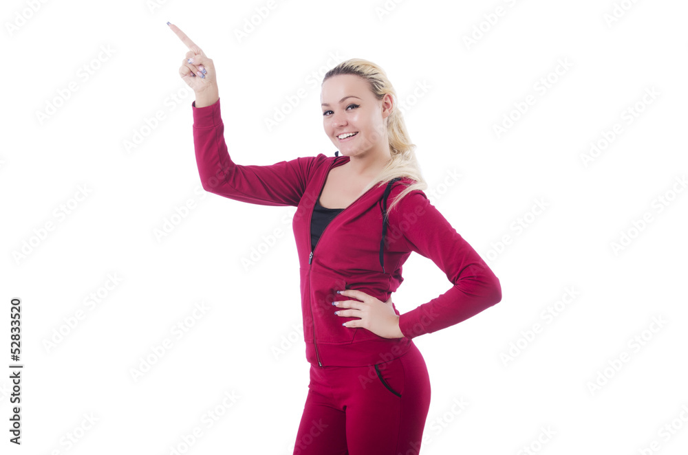 Young woman doing exercises on white Young woman doing exercises on white