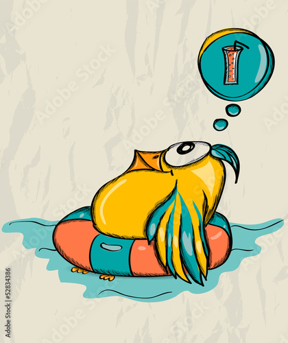 Poster with funny bird.