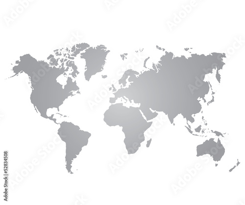 Fototapeta Naklejka Na Ścianę i Meble -  gray world map on white background