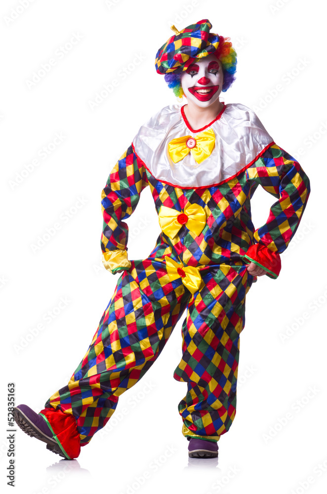 Clown in the costume isolated on white Clown in the costume isolated on white