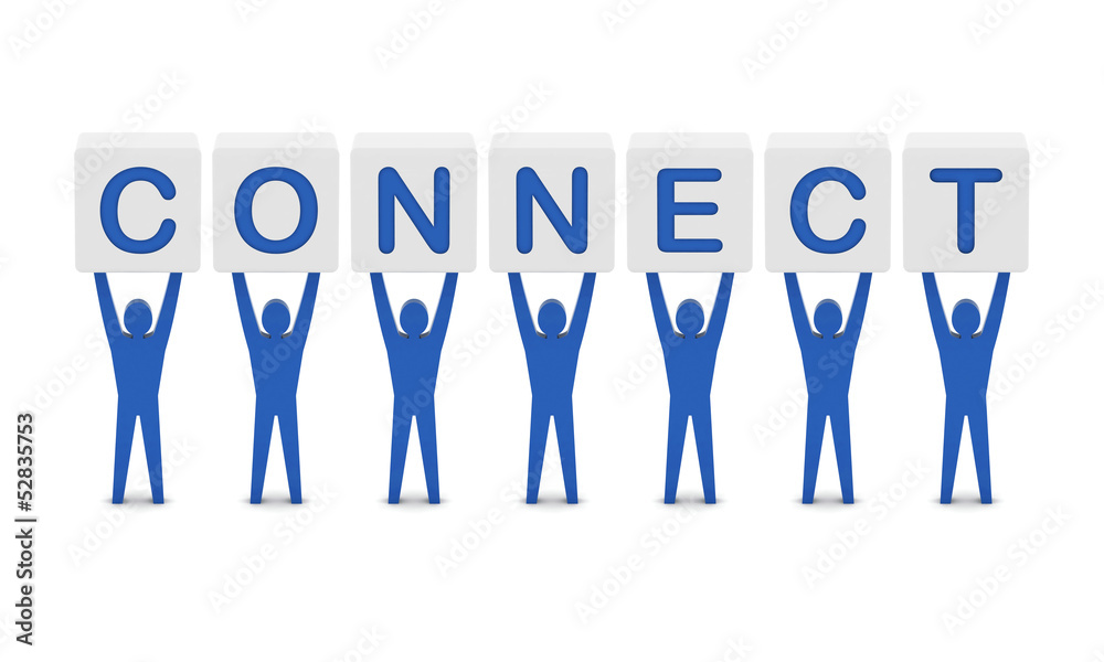 Men holding the word connect. Concept 3D illustration. Men holding the word connect. Concept 3D illustration.