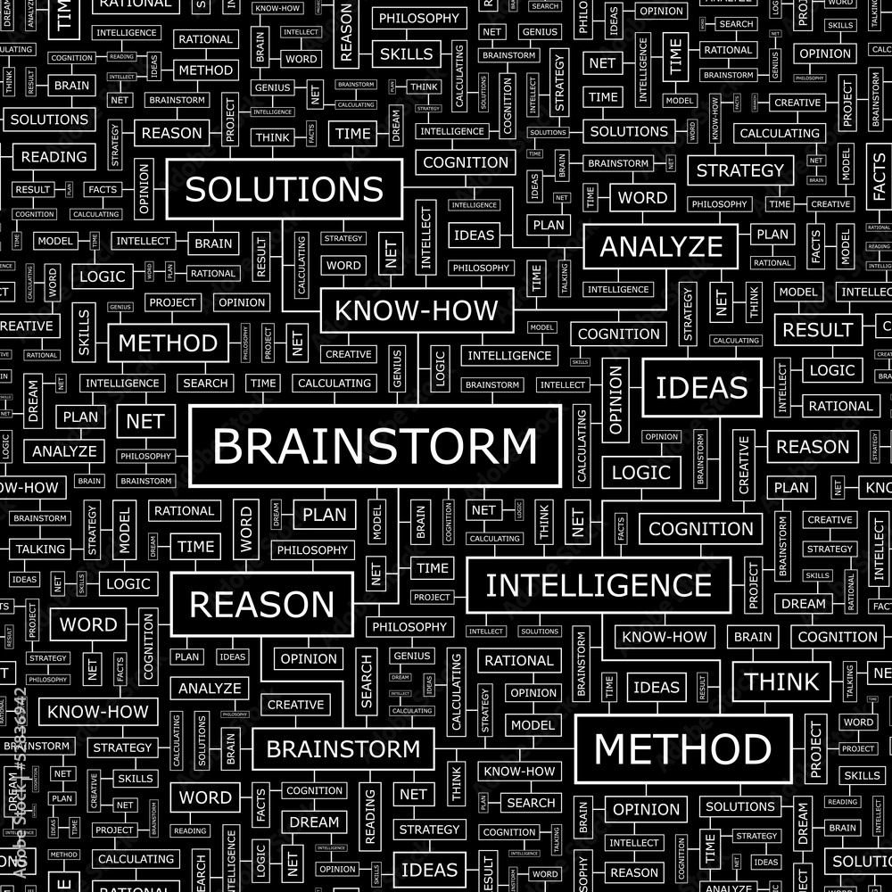 BRAINSTORM. Word cloud concept illustration. BRAINSTORM. Word cloud concept illustration.